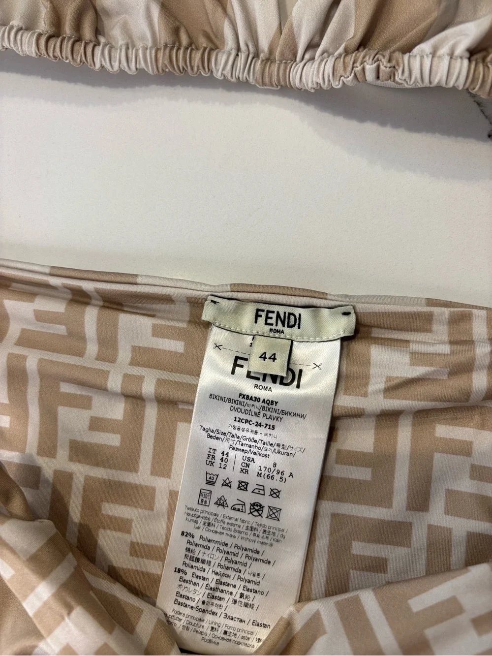 Fendi Beige & Cream REVERSIBLE FF Logo Triangle Bikini Bottom